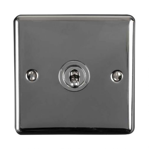 Black Nickel Toggle Switch, Black Inserts and Matching Switch | 2 Way, 10A | Enhance Decorative range by Eurolite - ENT1SWBN