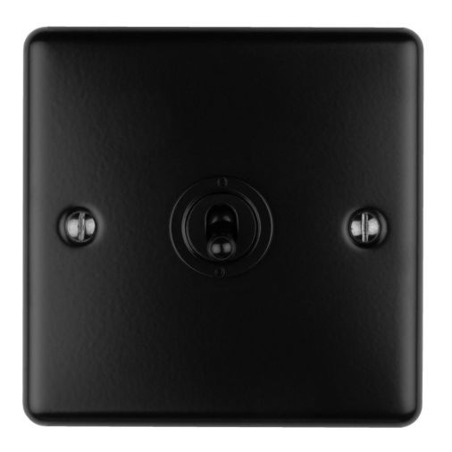 Matt Black Toggle Switch, Black Inserts | 2 Way, 10A | Enhance Decorative range by Eurolite - ENT1SWMBB