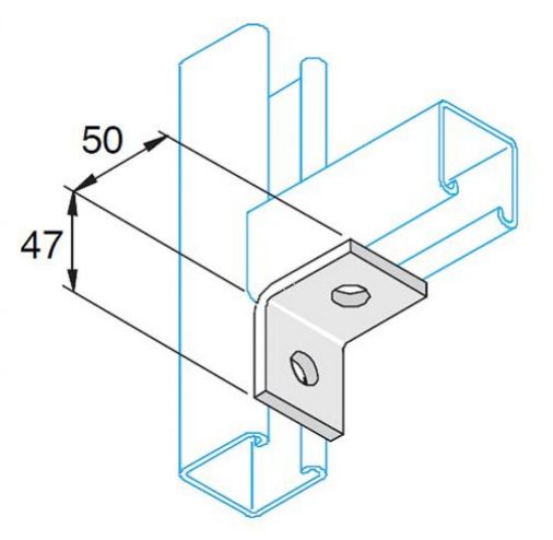 Hot Dipped Galvanised 2 Hole 90 deg Bracket, Steel Channel Accessory