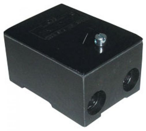 5 Way 100A 35mm Service Connector Block, Black Urea Phenolic, Easy Knockout Entries, Lids Sealed for Security, 230V AC, BS EN 60695-2-10, 64x47x38mm