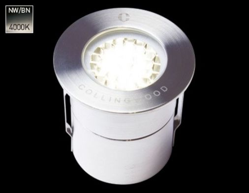 Mini Low Glare LED Ground Light, Stainless Steel, 1W, 30 Deg Beam, 4000K, IP68, 33mm Cut Out, 40mm Diameter