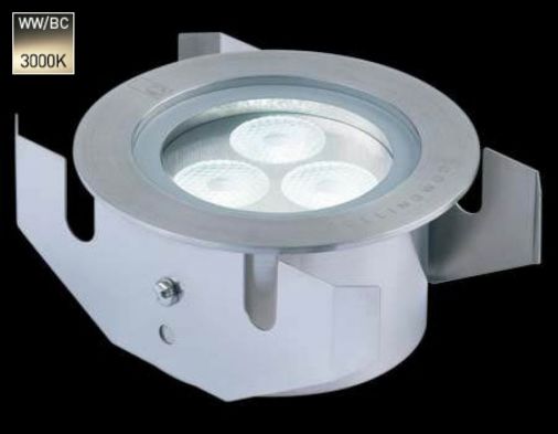 3W LED Ground Light, Stainless Steel, Warm White 3000K, 12 Deg Beam, IP68, 160 Lumens