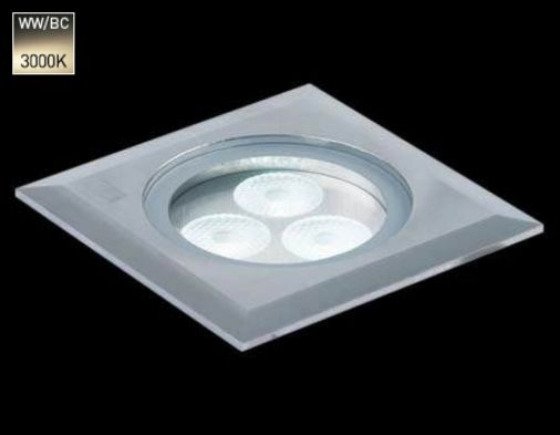 Square LED Ground Light, 3W, Warm White 3000K, Stainless Steel, 47mm Depth, 20 Deg Beam Angle, Dimmable
