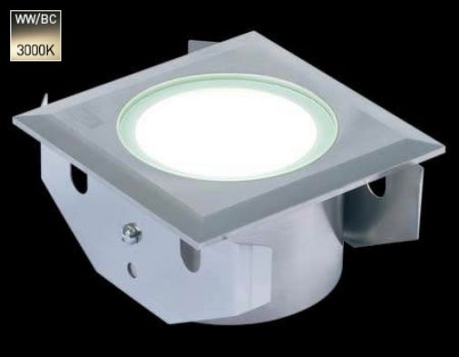 Square LED Ground Light, Stainless Steel, 3000K, 3W, 100 Deg, 350mA, 65 Cut Out, Dimmable, IP68