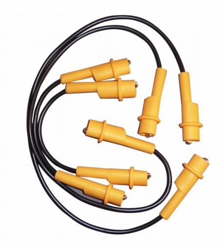 Yellow & Black Jump Leads, 2x150mm & 2x450mm, Croc Clip Covers
