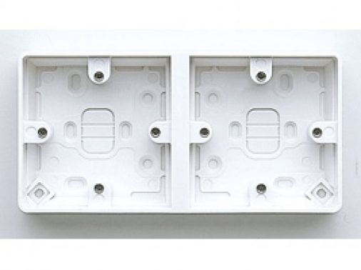 MK K2025WHI Dual Surface Mounting Box 35mm, White Moulded, 86 x 172mm, 2 Slots, Knockouts