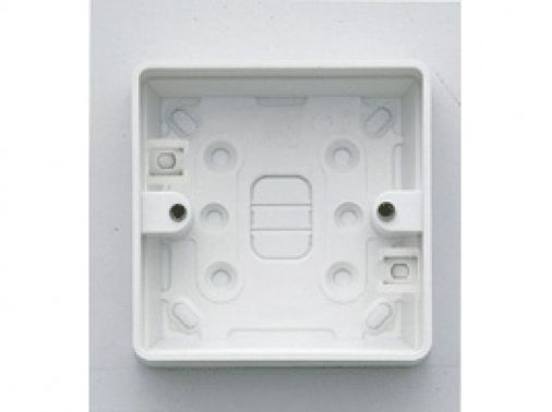 MK K2181WHI White PVC 1 Gang Surface Mounting Box c/w Round Corners 32mm, 87x87mm, 20mm Knockouts