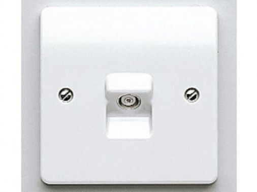 MK K3520WHI White Single Non-Isolated TV/FM Socket, 86x86mm, 60.3mm Fixing Centres
