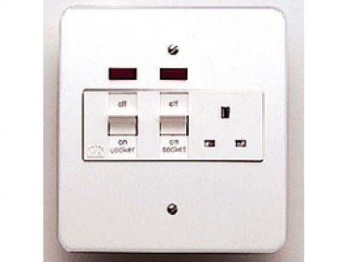 MK K5011WHI White Metal DP Cooker Control Unit, Large Plate, 45A, 178 x 165mm, Earth Terminals, BS.4177: 1992