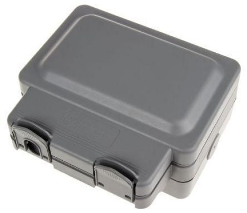 MK K56201GRY Waterproof Single Gang RCD Socket, Polycarbonate, Surface Mount, IP66, 50x157x110mm, Grey