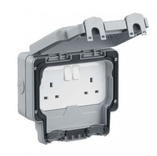 MK K56482GRY 2 Gang DP Switched Socket IP56 13A Grey Finish