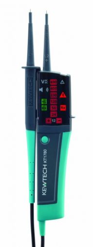 2 Pole LED Voltage Tester, Clear LEDs, Audible Tone, UK GS38 Slender Probe, Torch Light, AC/DC 690V, Continuity Test, Self Diagnostic, IP65, Cat IV 60