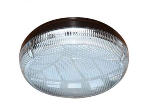 16W Black Circular Bulkhead Prismatic Diffuser, 3000K, 230mm Diameter, 101mm Depth, IP65 Rated