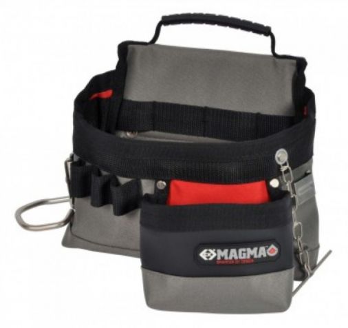 Polyester Electrician's Tool Pouch, Red Lining, Cut-Proof Pocket, Hammer Loop, 16 Pockets