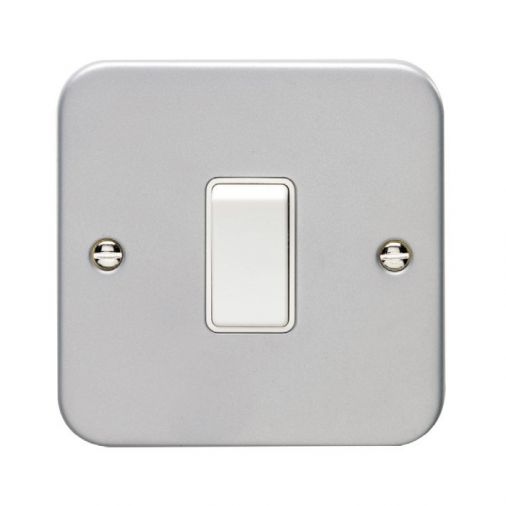 Metal Clad Light Switch, White Inserts | 1 Way, 10A | Utility range by Eurolite - MC1SWW