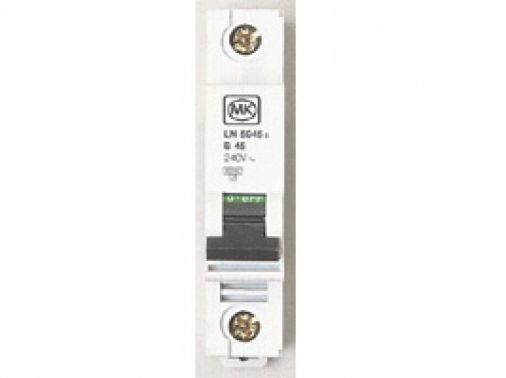 1 Module SP Type B MCB 45A 6kA, 6kA Rated