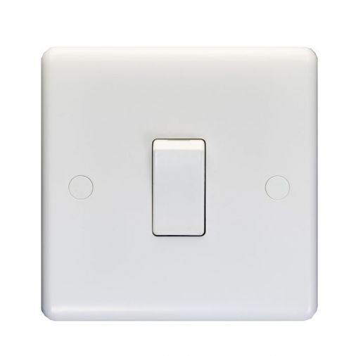Eurolite Enhance White Plastic 10A 1 Gang 1 Way Switch - PL3011