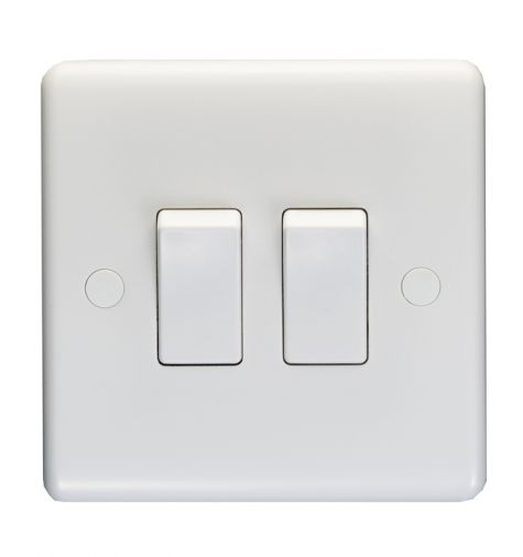 Eurolite Enhance White Plastic 10A 2 Gang 2 Way Switch - PL3022
