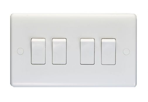 Eurolite Enhance White Plastic 10A 4 Gang 2 Way Switch - PL3042
