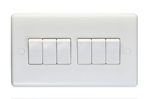 Eurolite Enhance White Plastic 10A 6 Gang 2 Way Switch - PL3062