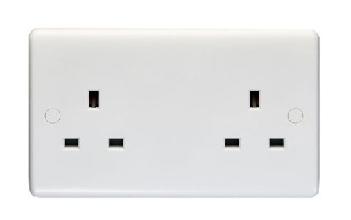 White Unswitched Double Socket | 13A | Enhance White Plastic range by Eurolite - PL4040