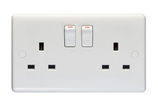 White Double Socket with Matching Rockers| 13A | Enhance White Plastic range by Eurolite - PL4100