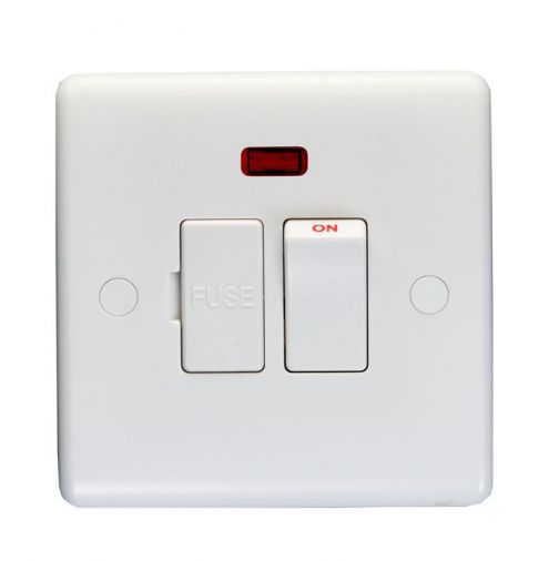 Eurolite Enhance White Plastic 13A Switched Fused Spur Unit With Neon - PL4191