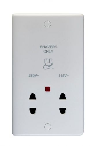 Eurolite Enhance White Plastic Dual Voltage Shaver Socket With Neon - PL4581