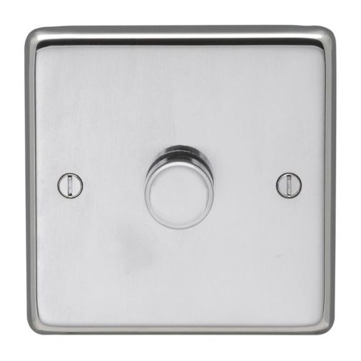Eurolite PSS1D400 Metal Polished Stainless Steel Incandescent Dimmer Switch 1 Gang