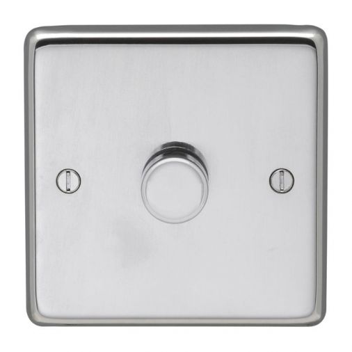 Eurolite PSS1DLED Metal Polished Stainless Steel Dimmer Switch 1 Gang