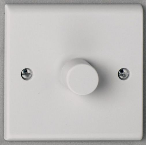Deta S1253 1 Gang 2 Way 400W Push On/Off Dimmer Switch, White Plastic, 86mm x 86mm