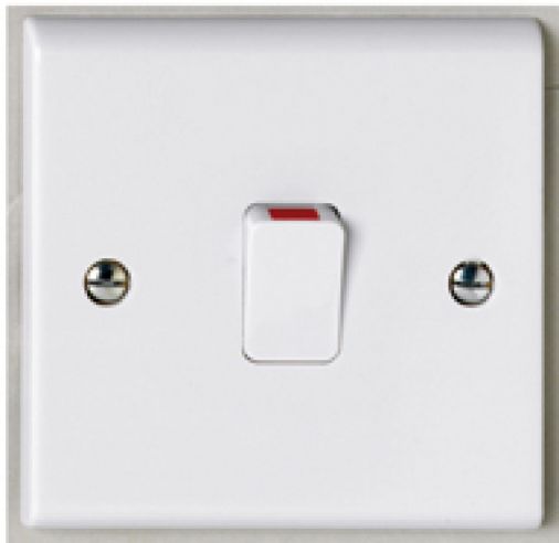 Deta S1390 20A Double Pole White Plastic Switch, 86mm x 86mm