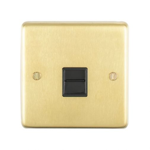 Eurolite SB1SLB Metal Satin Brass Slave Telephone Socket 1 Gang