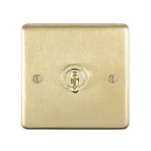 Satin Brass Toggle Switch, Matching Inserts | 2 Way, 10A | Stainless Steel range by Eurolite - SBT1SW