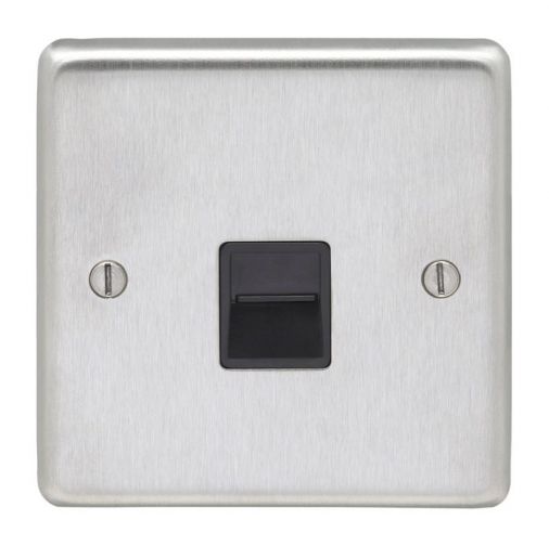 Eurolite SSS1MB Metal Satin Stainless Steel Master Telephone Socket 1 Gang