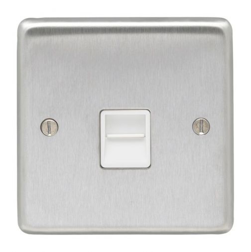 Eurolite SSS1MW Metal Satin Stainless Steel Master Telephone Socket 1 Gang