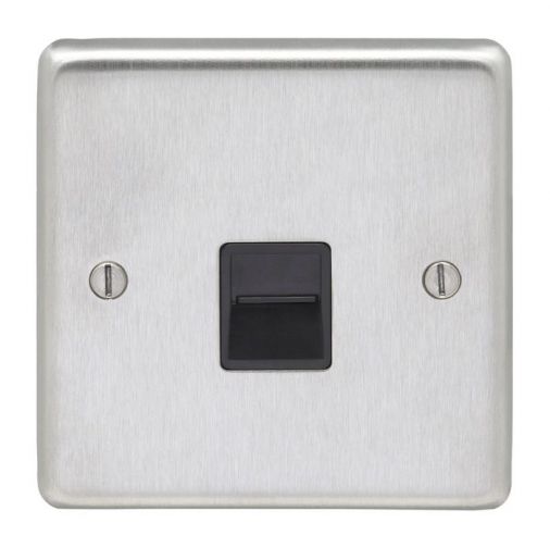 Eurolite Metal Satin Stainless Steel Slave Telephone Socket 1 Gang (SSS1SLB)