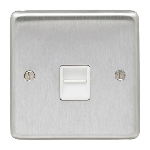 Eurolite SSS1SLW Metal Satin Stainless Steel Slave Telephone Socket 1 Gang