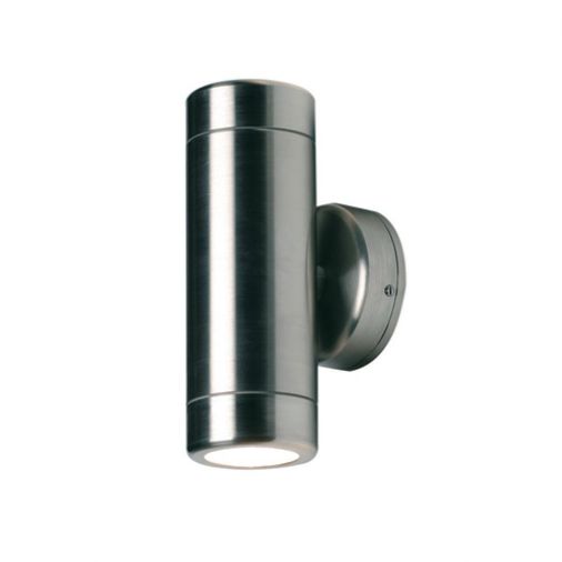 2 Light IP65 GU10 Wall Light - Stainless Steel, Dimmable, 240V, Halogen, Up/Down, Clear Glass, Brushed SS (304)