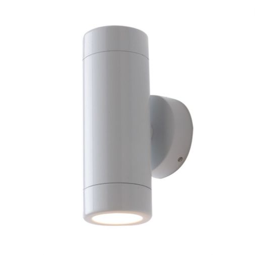 Outdoor Up/Down Wall Light, White Gloss, IP44, GU10, 2x35W Halogen, 78x95x158mm