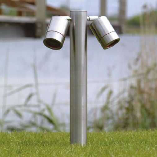 Twin Mini Bollard 285mm High, 2 Spot Lights IP65, 2 x 35w Max GU10 Lamps, Black Finish