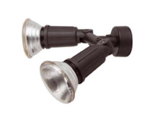 Twin Garden Wall Light, Black, Polycarbonate, 230V, 2x80W, E27/ES, PAR38, IP44, 220x95mm, Dimmable