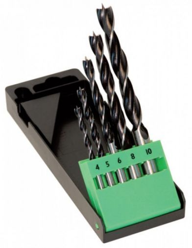 5 Piece Wood Drill Bit Set - 4mm, 5mm, 6mm, 8mm, 10mm