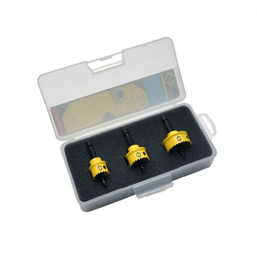 3 Piece Sheet Steel Holesaw Set, 20mm, 25mm, 32mm