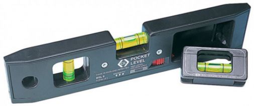 ABS Plastic Pocket Level, V-Groove Base, Magnetic Base, Detachable Mini Level, 1 Vertical & 1 Horizontal Vial