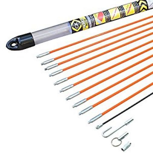10m Cable Rod Set with Zinc Plated Steel Connectors, 5mm diameter Rods, Cable Hook, Coiled Steel Flexi Lead, Mini Eye, Ring & Adapter