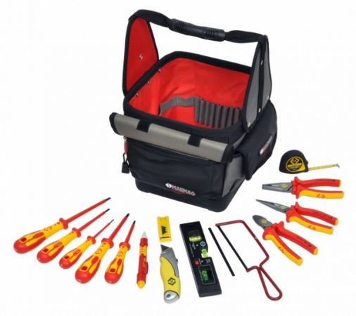 Professional Electrician's Tool Tote Kit with VDE Pliers & DextroVDE Screwdrivers
