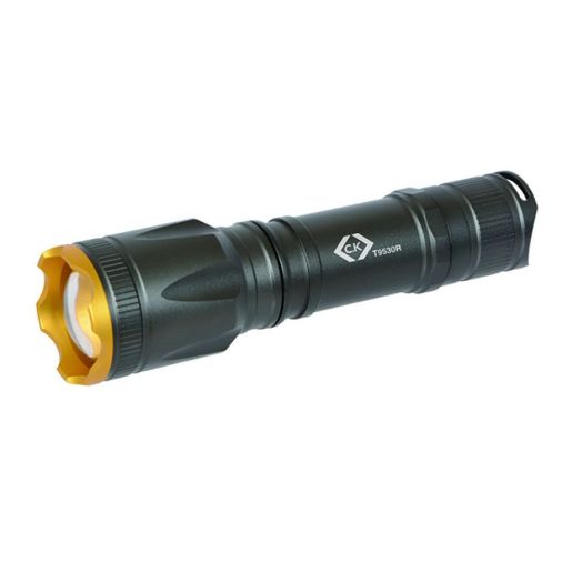 Rechargeable LED Hand Torch, 300 Lumen, 3 Modes, Focus Mechanism, Aluminium Body, IPX4, 3.5hrs/8hrs