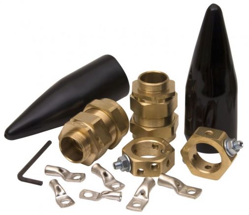 Indoor Brass Gland Pack & Earthing Nut, 2 Pack, High Integrity, EMC Shielding