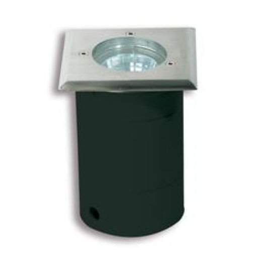 Square IP65 304 Stainless Steel Walkover Light, GU10 Lampholders, Clear/Frosted Cover Glasses, 76-84mm Cut Out, 100mm Length x Width, 130mm Recess Dep